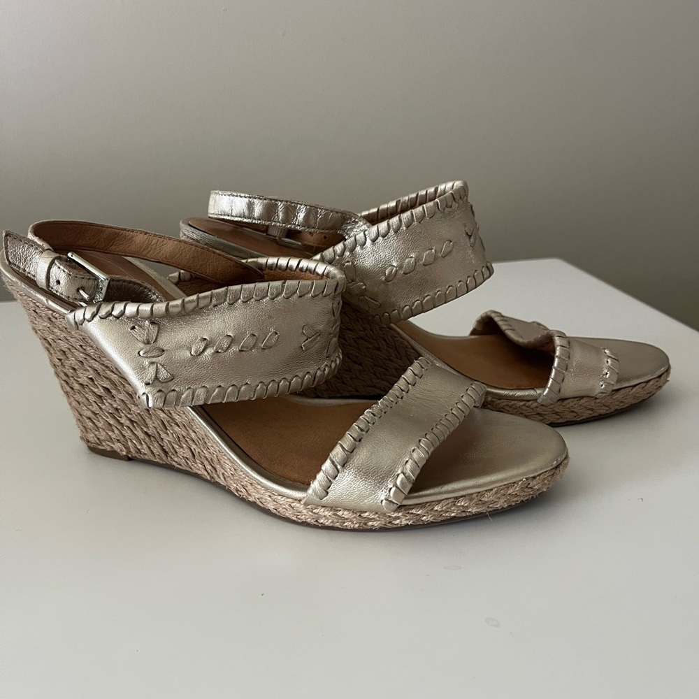 Jack Rogers Gold Wedge Sandals